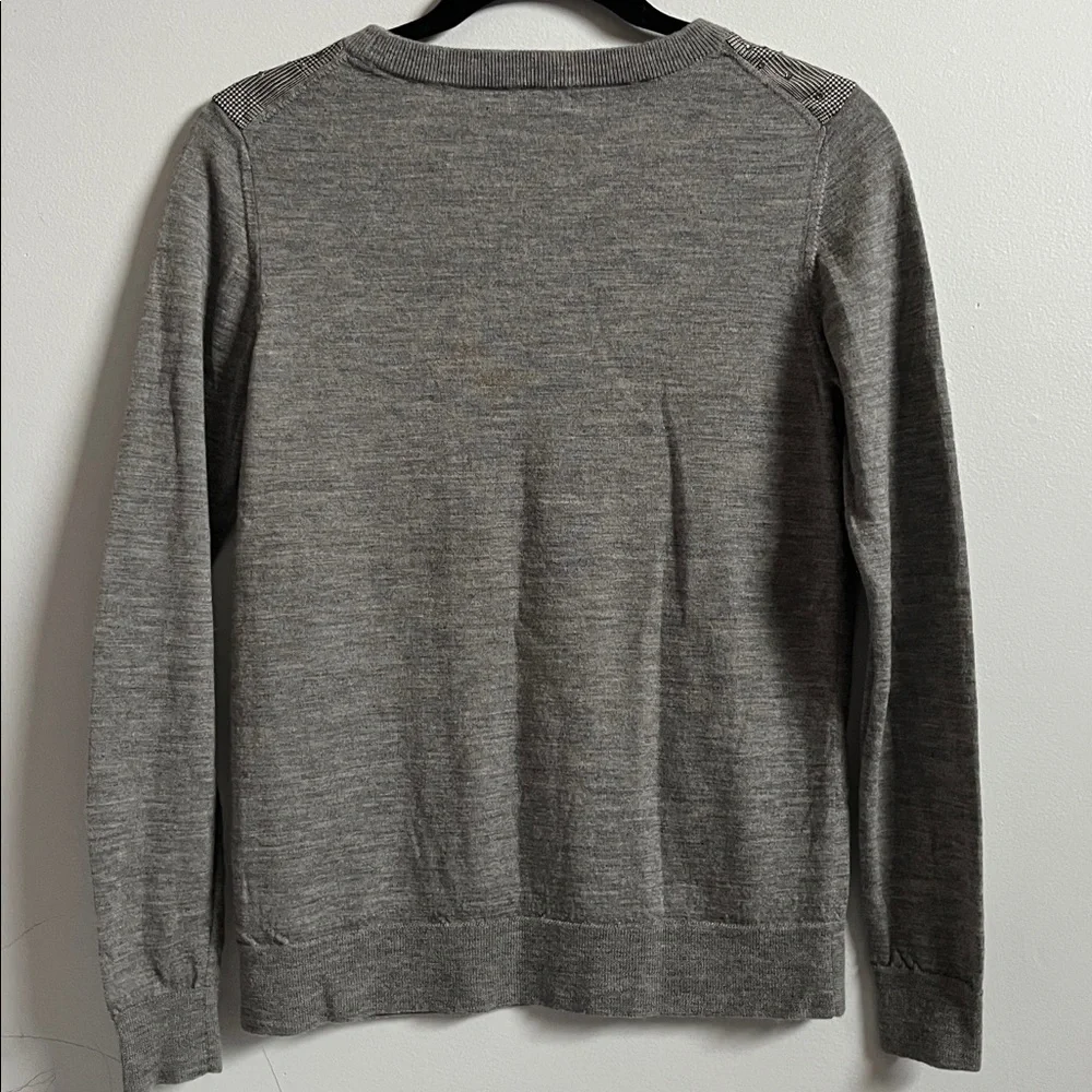 J.Crew Tippi Sweater in 100% Merino Wool Glen Plaid Yoke and Sequined Body Small